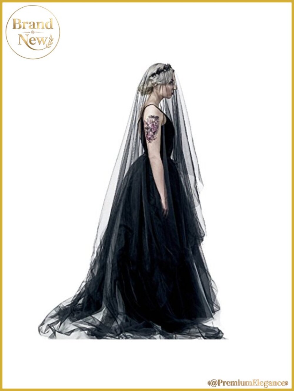 Gothic Sheer Tulle Cathedral Bridal Veil 16ft Long Halloween Witch Headpiece
